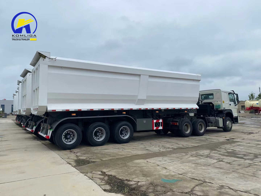 Sinotruk Λευκό 3άξονα U σχήμα ντάμπ ρυμουλκούμενο Tipper ημιρυμουλκούμενο με Wabco σύστημα πέδησης