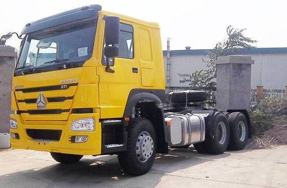 Σχεδιασμός ακτίνων ελαστικών 371HP Χρησιμοποιούμενο Sinotruk HOWO 6 * 4 Τρακτέρ φορτηγό με 9 τόνους εμπρός άξονας