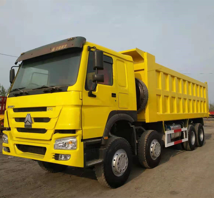 Sinotruk HOWO 8X4 371HP μεταχειρισμένο κίτρινο φορτηγό με χειροκίνητο κιβώτιο