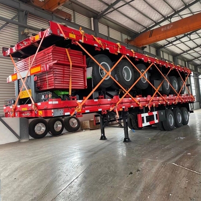 12500*2500*1650mm 3 4 άξονας 40FT πλατφόρμας επίπεδα ημιπρόσημο για μεταφορά εμπορευματοκιβωτίων