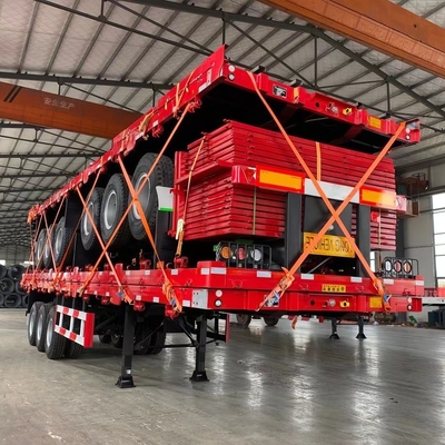12500*2500*1650mm 3 4 άξονας 40FT πλατφόρμας επίπεδα ημιπρόσημο για μεταφορά εμπορευματοκιβωτίων