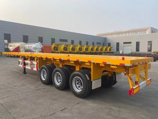 12500*2500*1650mm 40 Prime Tri-Axles Container Flatbed Semi-Trailer Αυτοεξαγωγή Χρησιμοποιούμενο
