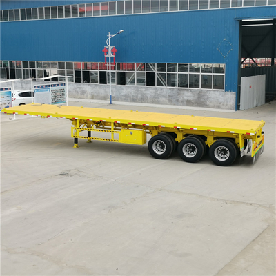 Κίτρινο 3 άξονες Flatbed Semi Trailer 40FT 48FT με πλευρική δέσμη 16mm Channel Steel