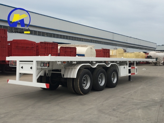 40 FT Tri Axle Flatbed Container Semi Trailer 12500x2500x1650mm Κύρια δέσμη Q345b Χάλυβα