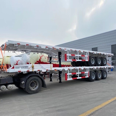 3 άξονες 40FT 48FT Flatbed Trailer με ένα τεμάχιο εργαλειοθήκη 1m * 0.5m * 0.5m ISO9001 πιστοποιημένο