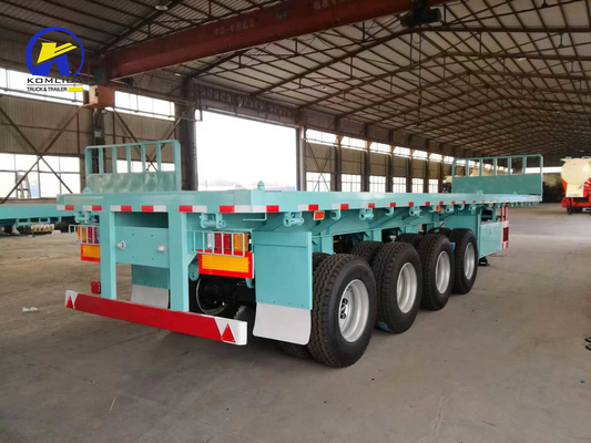 4 άξονες 40FT 45FT 50ton Flatbed Trailer με κλειδαριά εμπορευματοκιβωτίου και Q345b χάλυβα κύρια δέσμη
