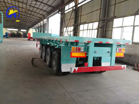 4 άξονες 40FT 45FT 50ton Flatbed Trailer με κλειδαριά εμπορευματοκιβωτίου και Q345b χάλυβα κύρια δέσμη