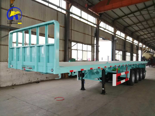 4 άξονες 40FT 45FT 50ton Flatbed Trailer με κλειδαριά εμπορευματοκιβωτίου και Q345b χάλυβα κύρια δέσμη
