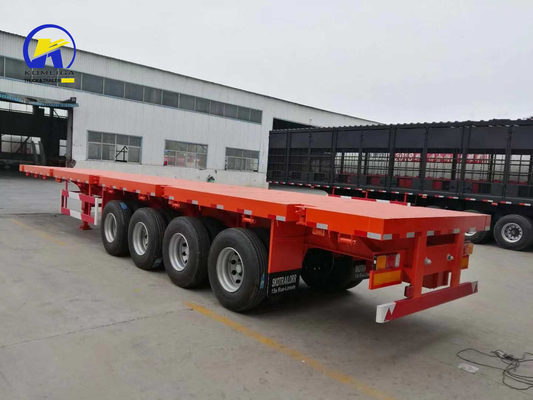 4 άξονες 40FT 45FT 50ton Flatbed Trailer με κλειδαριά εμπορευματοκιβωτίου και Q345b χάλυβα κύρια δέσμη