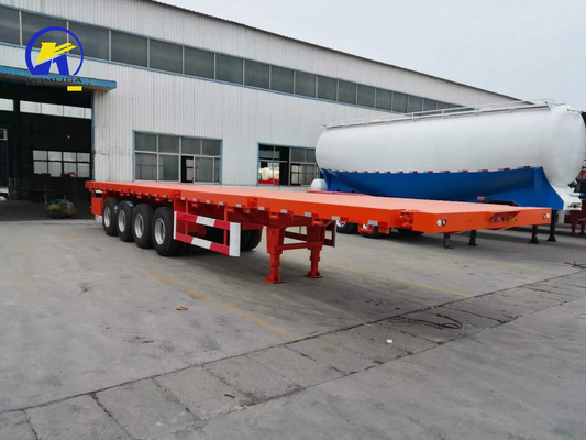 4 άξονες 40FT 45FT 50ton Flatbed Trailer με κλειδαριά εμπορευματοκιβωτίου και Q345b χάλυβα κύρια δέσμη