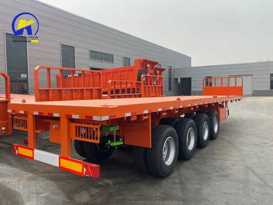 4 άξονες 40FT 45FT 50ton Flatbed Trailer με κλειδαριά εμπορευματοκιβωτίου και Q345b χάλυβα κύρια δέσμη