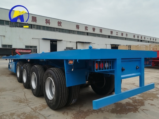 4 άξονες 12 μονάδες 40FT 45FT 20ft Drop Flatbed Container Semi Trailer για αγαθά αξίας