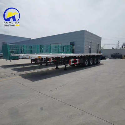 3 άξονες 4 άξονες Semi Skeleton Trailer Flatbed Trailer με πλευρική δέσμη 16mm Channel Steel