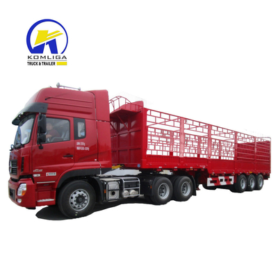 3 άξονες Flatbed Fence Cargo Truck Trailer για βαρύ φορτίο και χωρητικότητα φόρτωσης 30-100 τόνων