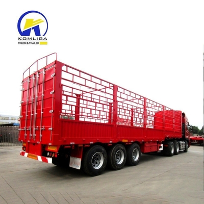 3 άξονες Flatbed Fence Cargo Truck Trailer για βαρύ φορτίο και χωρητικότητα φόρτωσης 30-100 τόνων
