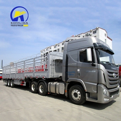 3 άξονες Flatbed Fence Cargo Truck Trailer για βαρύ φορτίο και χωρητικότητα φόρτωσης 30-100 τόνων
