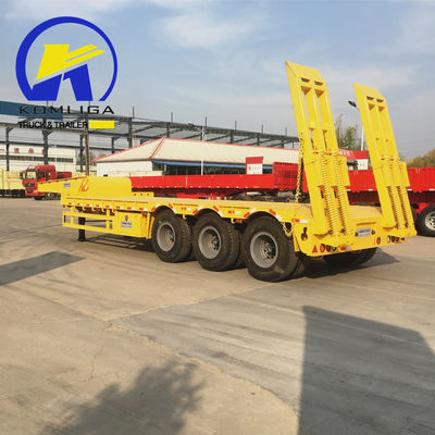 Μηχανοκίνητη ανάρτηση 40FT 3 άξονες επίπεδο/κατεβασμένο ημικυριό για δοχείο/μηχανή