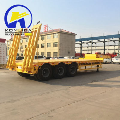 Μηχανοκίνητη ανάρτηση 40FT 3 άξονες επίπεδο/κατεβασμένο ημικυριό για δοχείο/μηχανή