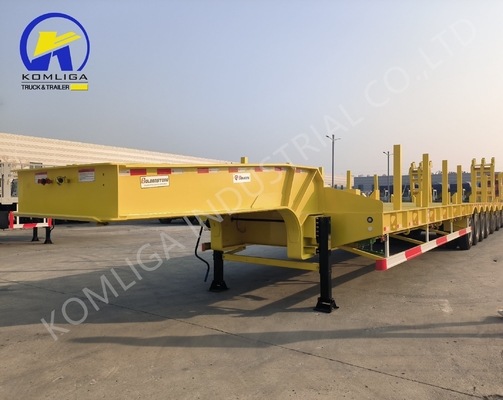 60 80 100 τόνων Lowboy Semi Trailer με 7000-8000 mm τροχοπέδη και 15/80/22.5 ελαστικά