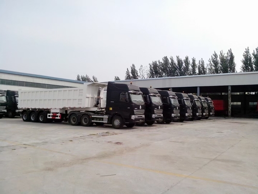 Πιστοποιημένο CE 45cbm 50cbm Χρησιμοποιούμενο 3 Way Dump Trailer Liner με βάση τροχών 7000-8000mm