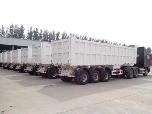 Πιστοποιημένο CE 45cbm 50cbm Χρησιμοποιούμενο 3 Way Dump Trailer Liner με βάση τροχών 7000-8000mm