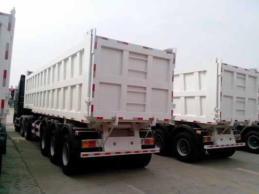 Πιστοποιημένο CE 45cbm 50cbm Χρησιμοποιούμενο 3 Way Dump Trailer Liner με βάση τροχών 7000-8000mm