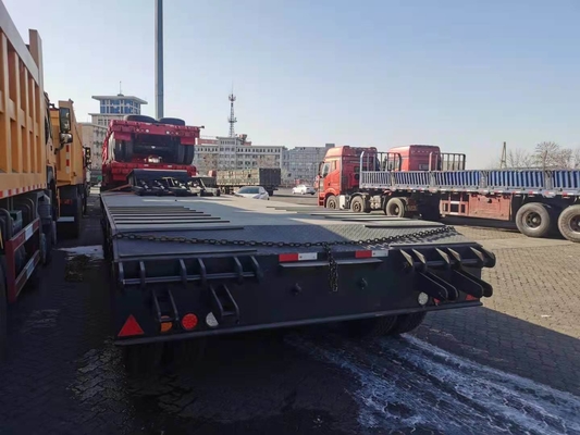 Γογγώνα βαρύ φορτίο 3 άξονες 50 τόνους 60 τόνους Κοντέινερ Τρακτέρ χαμηλό κρεβάτι ρυμουλκούμενο με υλικά