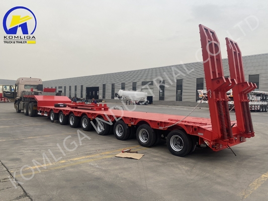 7000-8000mm Βάση τροχών Προσαρμόσιμο 5/6/7/8 Άξονες Low Boy Trailers Lowbed Semi Trailer
