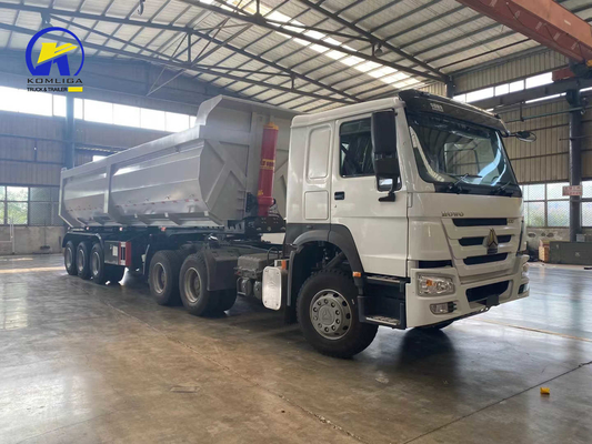 3άξονα Sinotruk Dump Tipper Cargo Flatbed Heavy Truck Semi-trailer με άξονα Fuwa/BPW