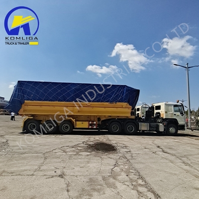 Χάλυβα 1820mm σχήμα U πίσω υδραυλικό φορτηγό απορριμμάτων γείωση ημιπροωθητήρα 35cbm 3 άξονες