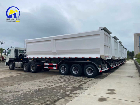 Sinotruk Λευκό 3άξονα U σχήμα ντάμπ ρυμουλκούμενο Tipper ημιρυμουλκούμενο με Wabco σύστημα πέδησης