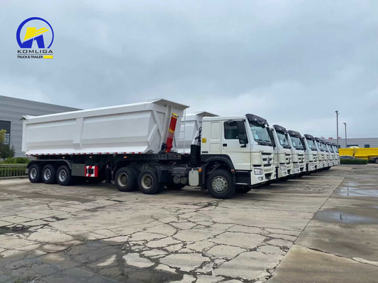 Sinotruk Λευκό 3άξονα U σχήμα ντάμπ ρυμουλκούμενο Tipper ημιρυμουλκούμενο με Wabco σύστημα πέδησης
