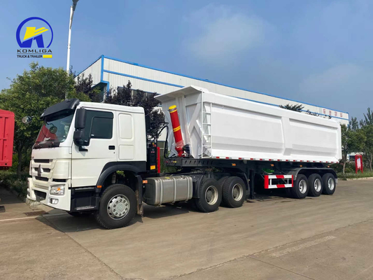 Sinotruk Λευκό 3άξονα U σχήμα ντάμπ ρυμουλκούμενο Tipper ημιρυμουλκούμενο με Wabco σύστημα πέδησης